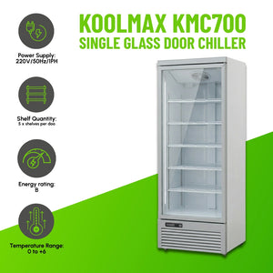 Koolmax KMC700G Grey Single Glass Door Upright Chiller