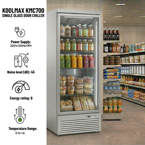 Koolmax KMC700G Grey Single Glass Door Upright Chiller