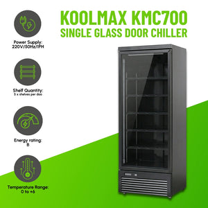 Koolmax KMC700G Black Single Glass Door Upright Chiller
