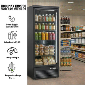 Koolmax KMC700G Black Single Glass Door Upright Chiller