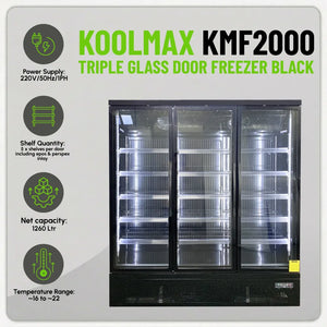 Koolmax KMF2000 Triple Door Black Upright Display Freezer