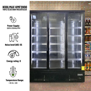 Koolmax KMF2000 Triple Door Black Upright Display Freezer