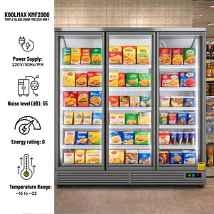 Koolmax KMF2000 Triple Door Grey Upright Display Freezer