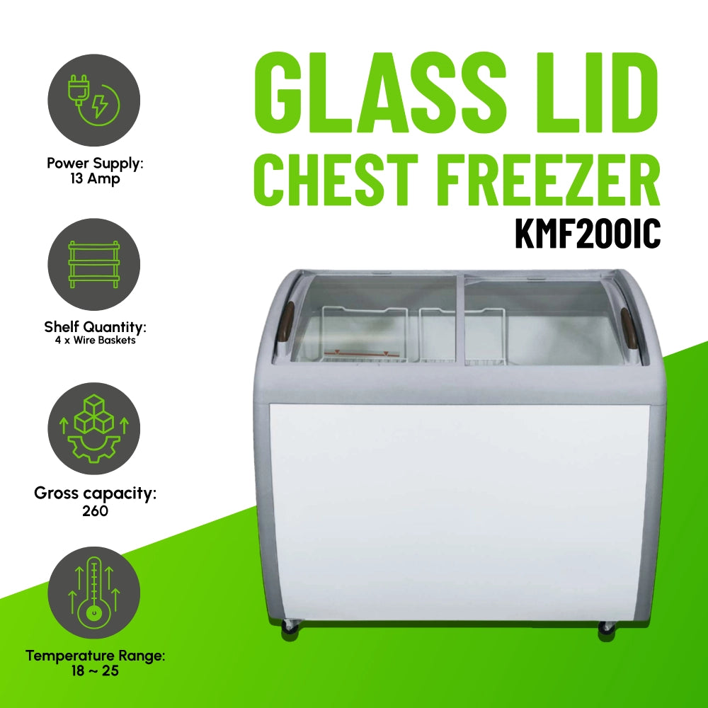 Koolmax KMF200IC Glass Lid Chest Display Freezer