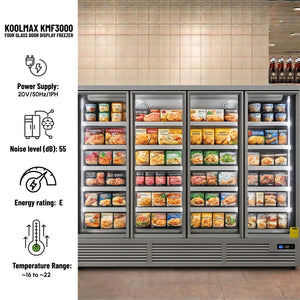 Koolmax KMF3000 Four Door Grey Upright Display Freezer