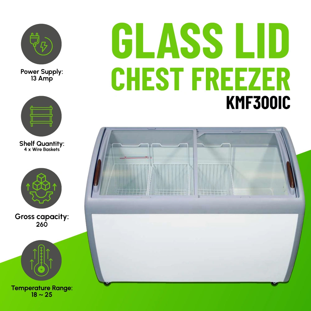 Koolmax KMF300IC Glass Lid Chest Display Freezer