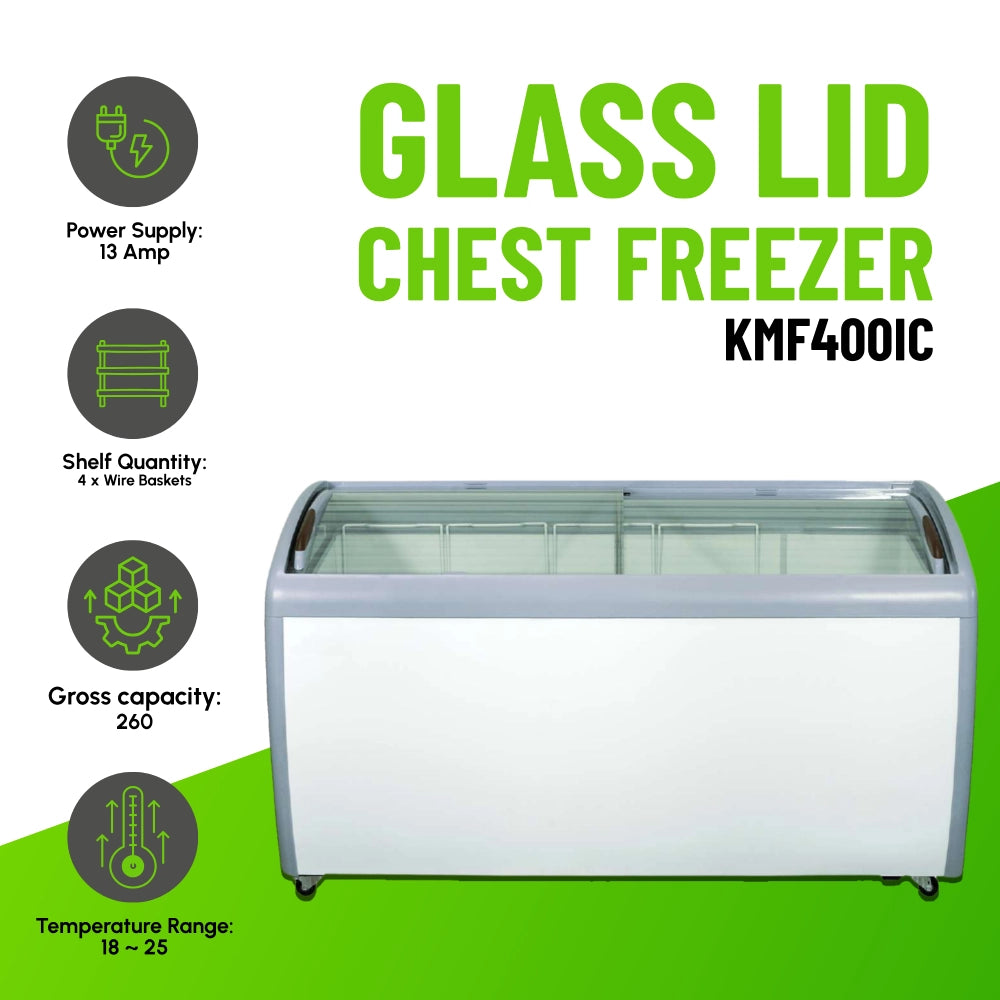 Koolmax KMF400IC Glass Lid Chest Display Freezer