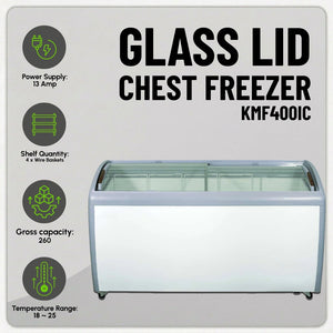 Koolmax KMF400IC Glass Lid Chest Display Freezer