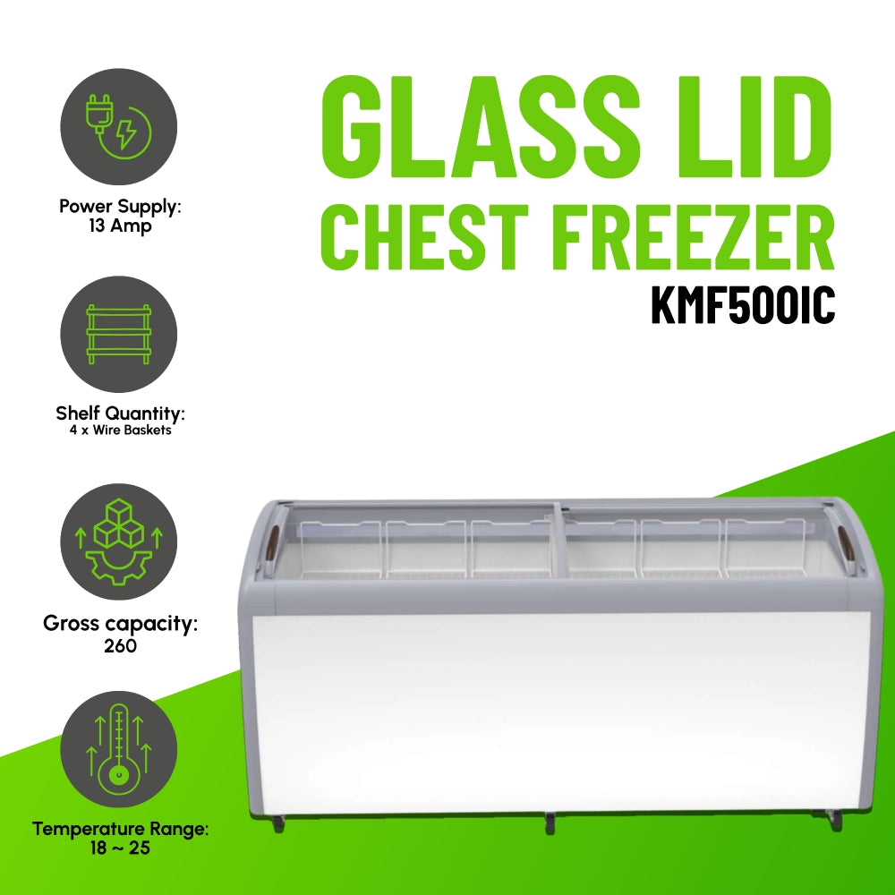 Koolmax KMF500IC Glass Lid Chest Display Freezer