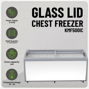 Koolmax KMF500IC Glass Lid Chest Display Freezer