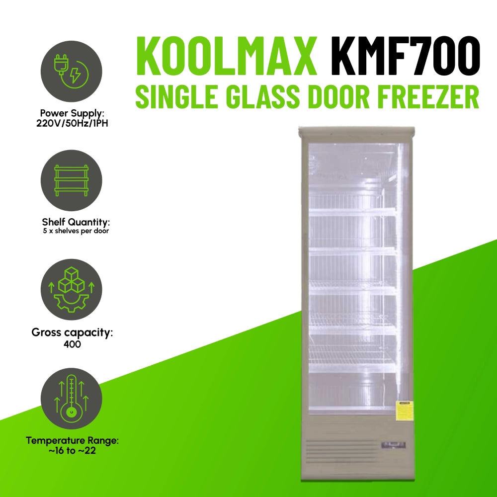 Koolmax KMF700 Single Door Grey Upright Display Freezer