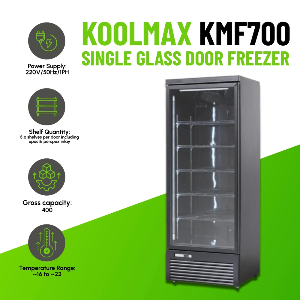 Koolmax KMF700 Single Door Black Upright Display Freezer