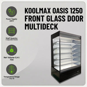 Koolmax OASIS 1250 Front Glass Door Black Multideck