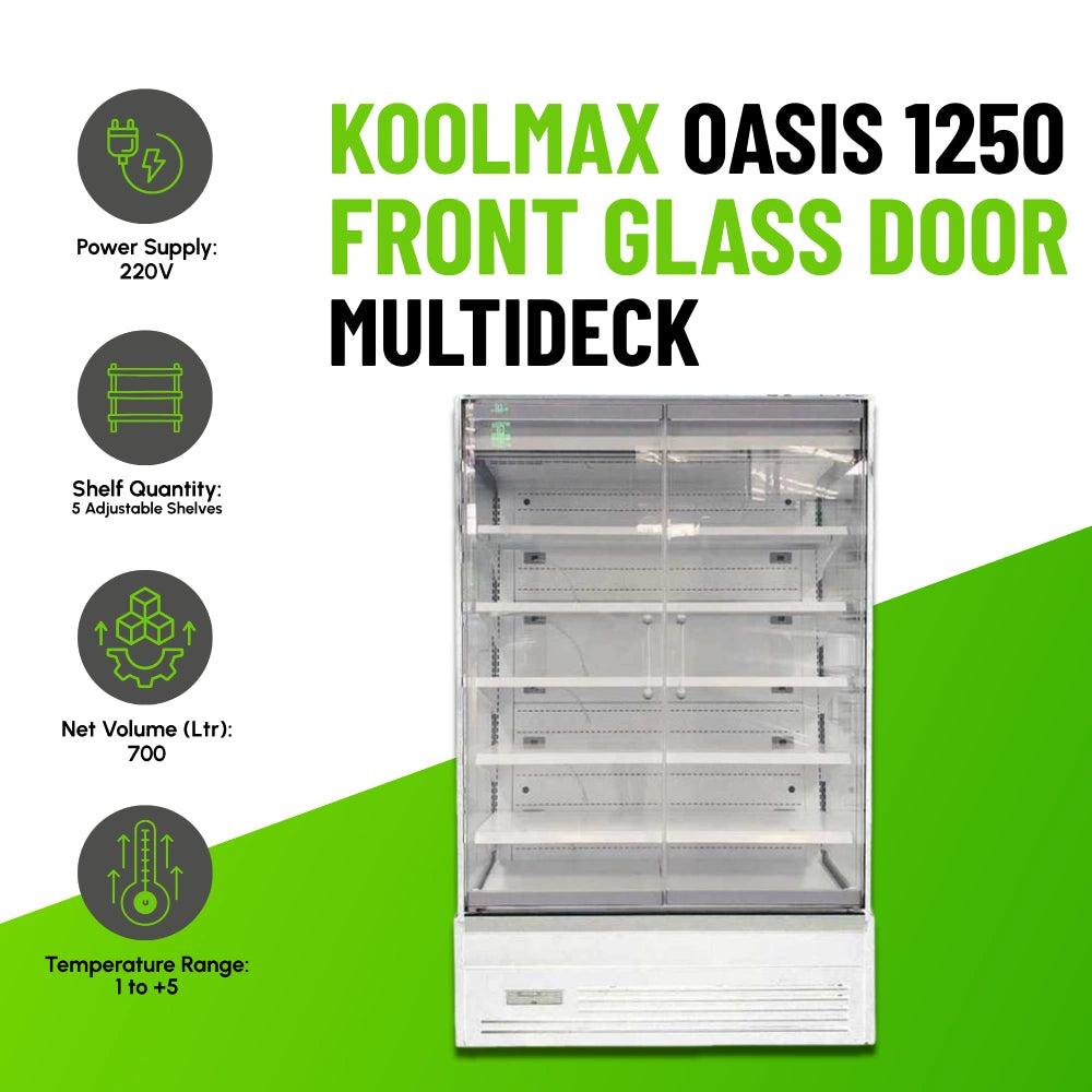 Koolmax OASIS 1250 Front Glass Door White Multideck