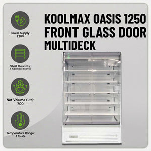 Koolmax OASIS 1250 Front Glass Door White Multideck