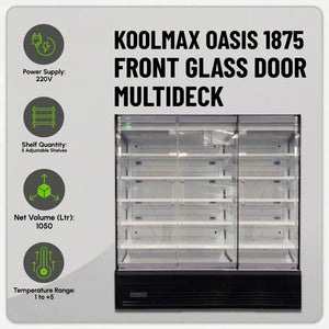 Koolmax OASIS 1875 Front Glass Door Black Multideck