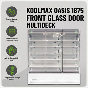 Koolmax OASIS 1875 Front Glass Door White Multideck