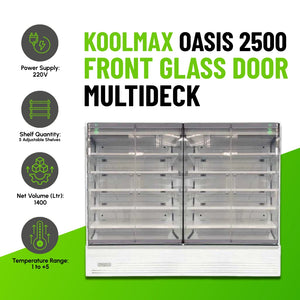 Koolmax OASIS 2500 Front Glass Door White Multideck