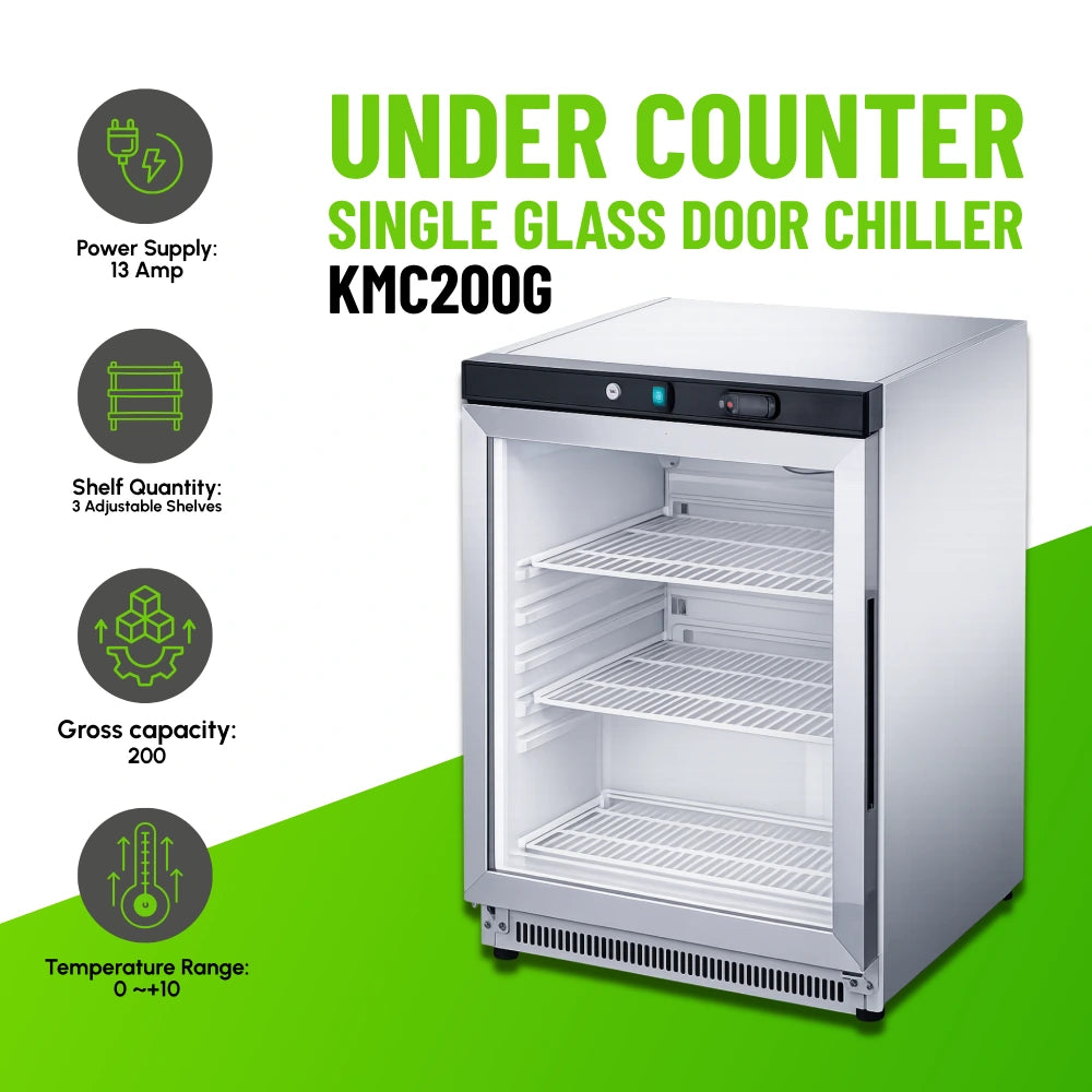 Koolmax KMC200G Glass Door Under-Counter Chiller