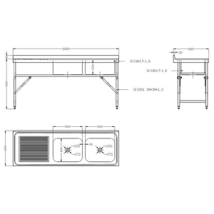 600 Fold Down Sink Unit 1800 2R