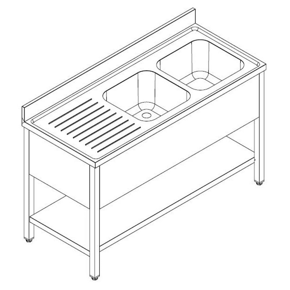 600 Sink Unit Shelf Flat Packed 2 Right 2000