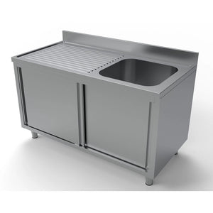 700 Single Right Bowl Sink With Sliding Doors 1400mm wide