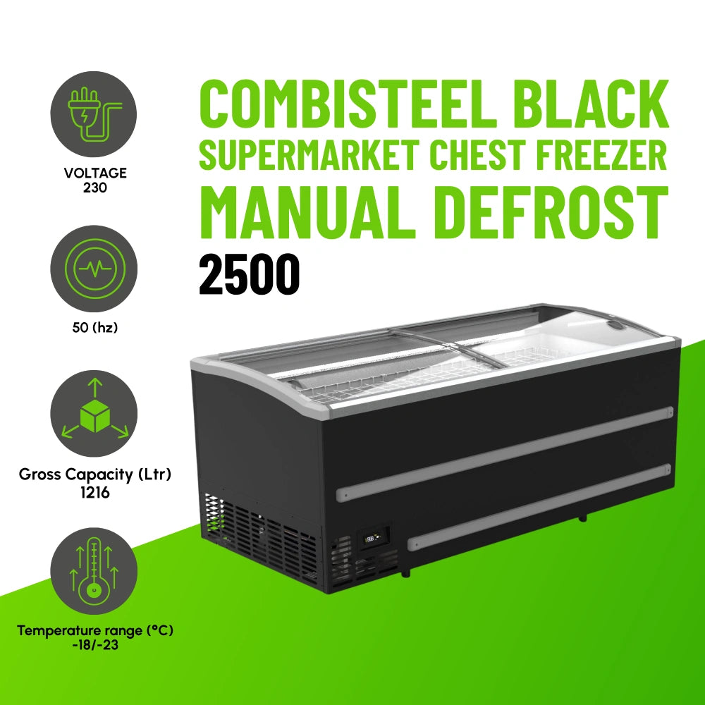 Black Supermarket Chest Freezer 2500 Manual Defrost