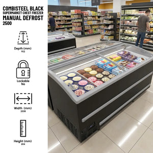 Black Supermarket Chest Freezer 2500 Manual Defrost