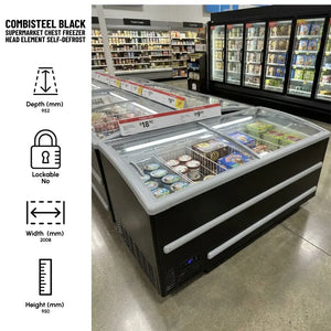 Combisteel Black Supermarket Chest Freezer Head Element Self-Defrost