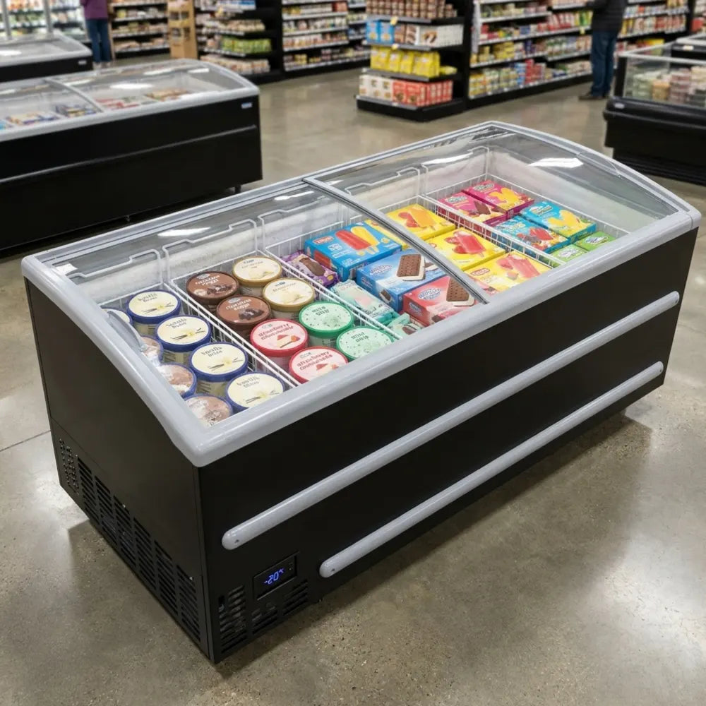 Combisteel Black Supermarket Chest Freezer Head Element Self-Defrost