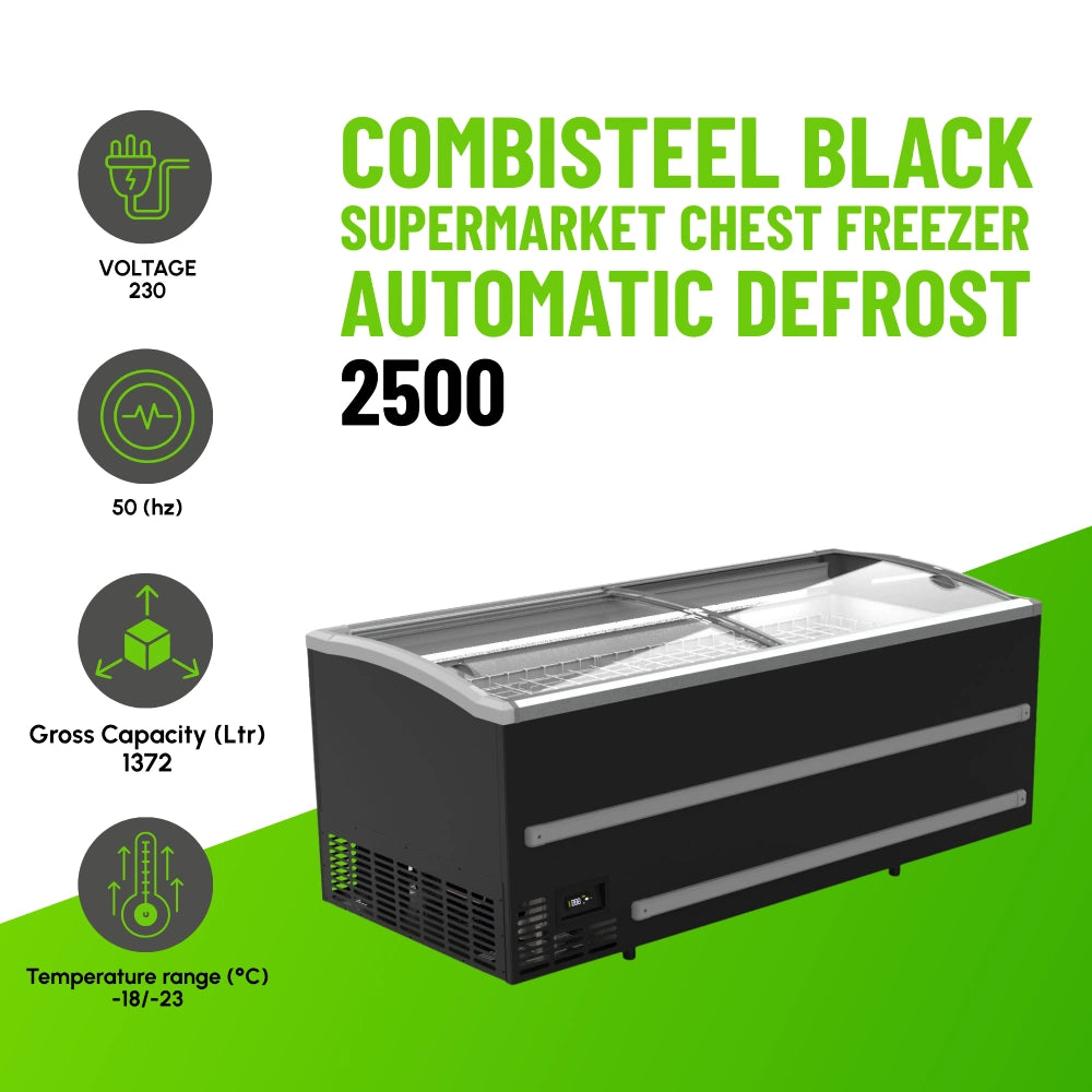 Combisteel Black Supermarket Chest Freezer 2500 Automatic Defrost