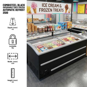 Combisteel Black Supermarket Chest Freezer 2500 Automatic Defrost