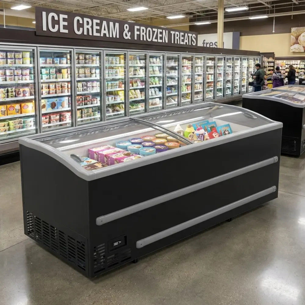 Combisteel Black Supermarket Chest Freezer 2500 Automatic Defrost