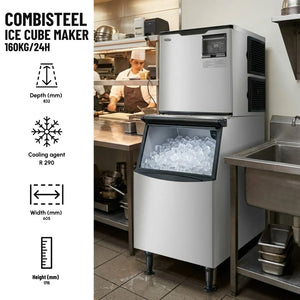 Stainless Steel Ice Cube Maker 160kg/24h