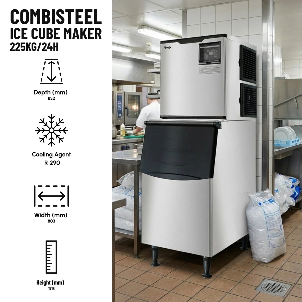 Stainless Steel Ice Cube Maker 225kg/24h