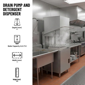 Pass-Through Dishwasher ENT 400 DP DDE (Drain Pump + Detergent Dispenser)