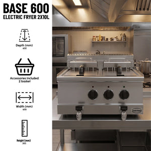 BASE 600 Twin Electric Fryer 2x10L