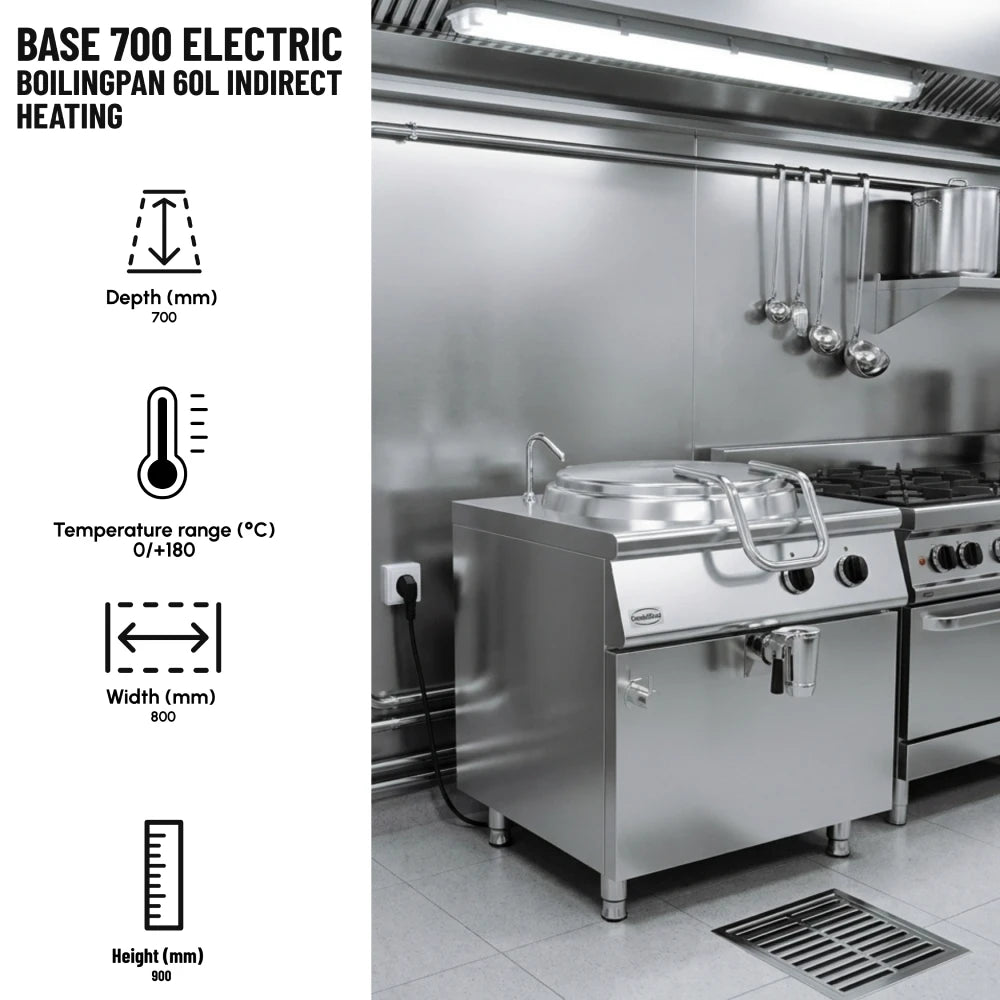 Base 700 Electric Boiling Pan 60L Indirect Heat