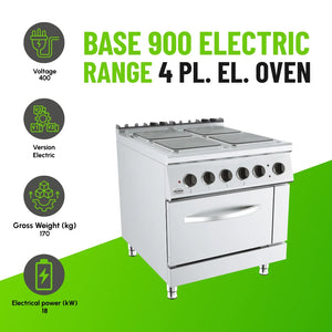 Base 900 Electric 4-Plate Range Oven