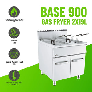 BASE 900 Gas Fryer 2x19L Heavy Duty