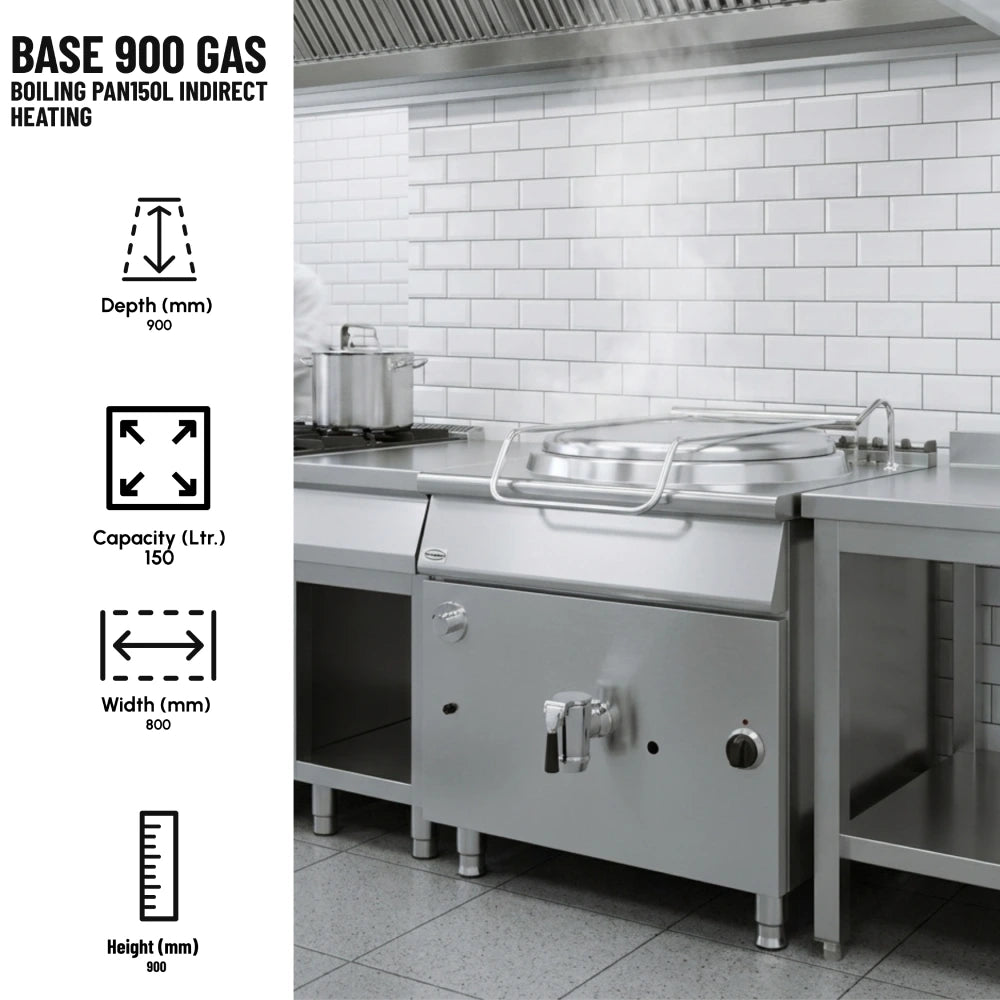 Base 900 Gas Boiling Pan 150L Indirect Heat