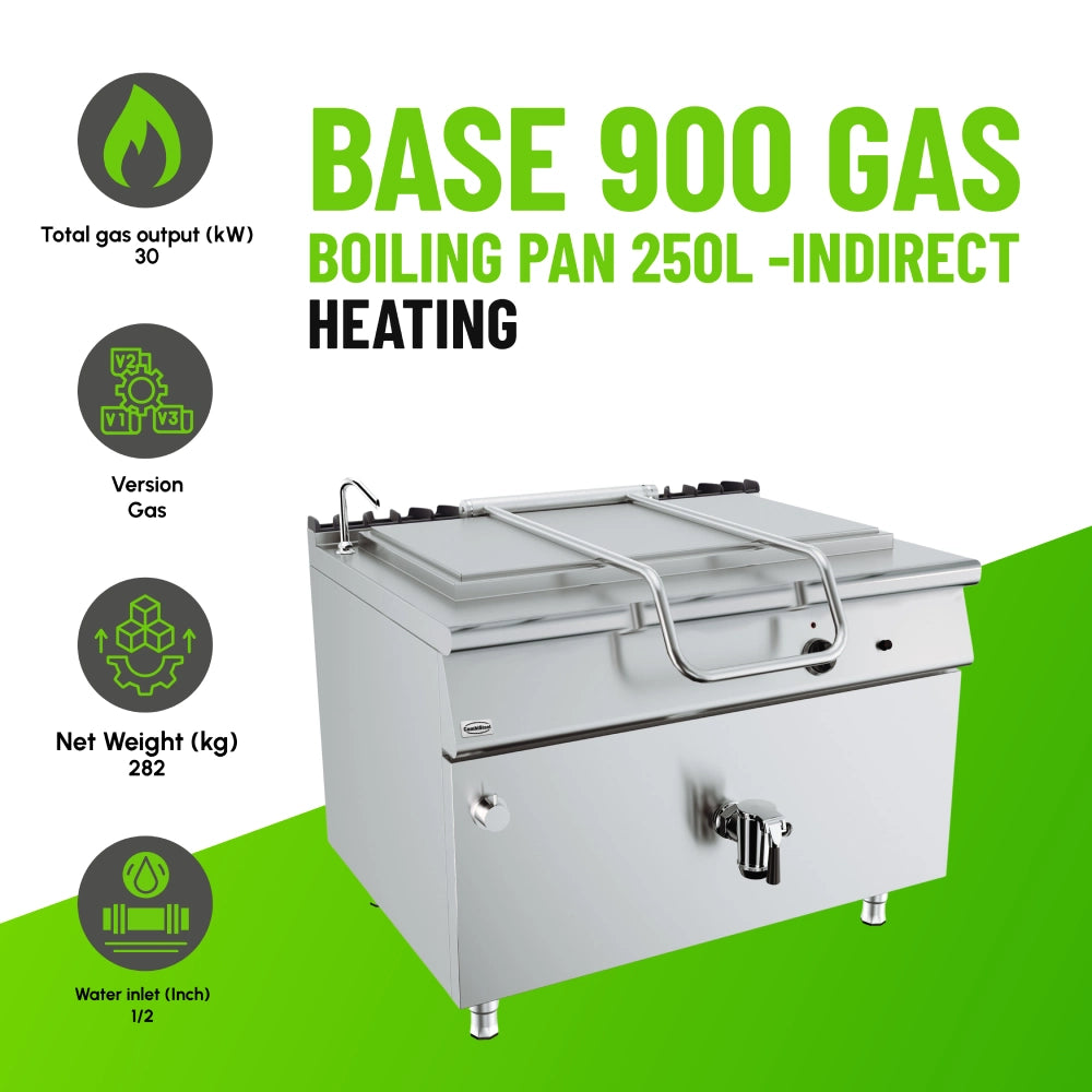 Base 900 Gas Boiling Pan 250L Indirect Heat