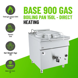 Base 900 Gas Boiling Pan 150L Direct Heat