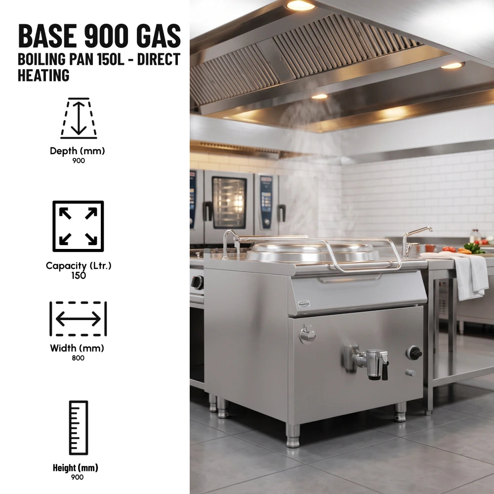 Base 900 Gas Boiling Pan 150L Direct Heat