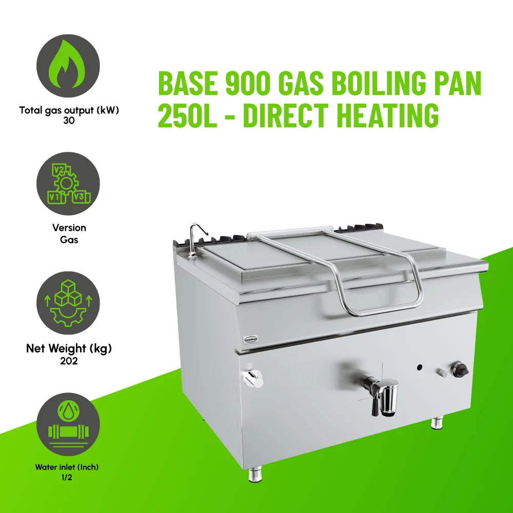 Base 900 Gas Boiling Pan 250L Direct Heat