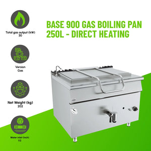 Base 900 Gas Boiling Pan 250L Direct Heat