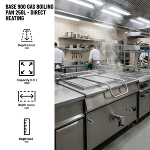 Base 900 Gas Boiling Pan 250L Direct Heat