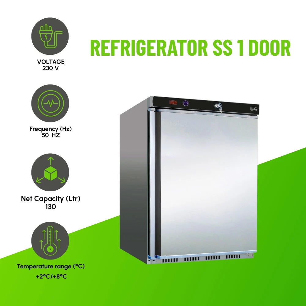 Refrigerator SS 1 Door 130L Stainless Kitchen Unit
