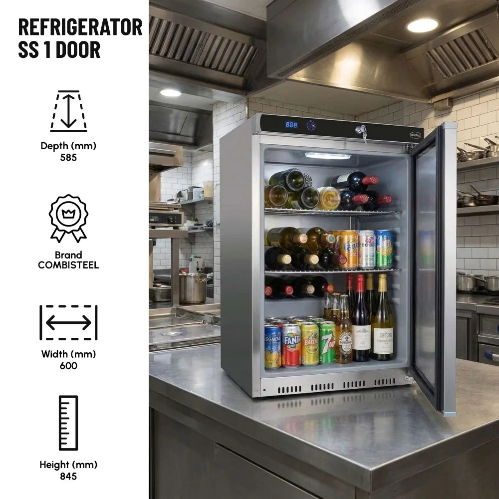 Refrigerator SS 1 Door 130L Stainless Kitchen Unit