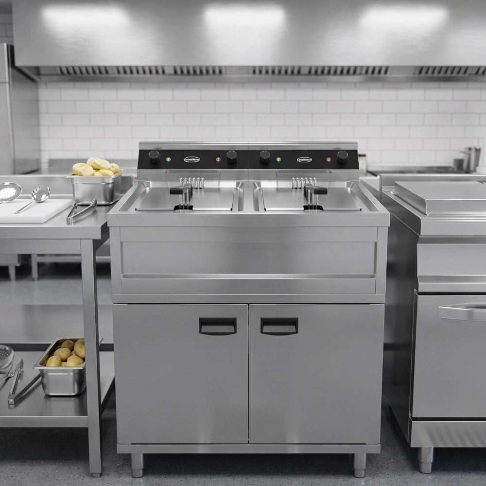 Electric Fryer 2x12L 2x9kW Twin Tank